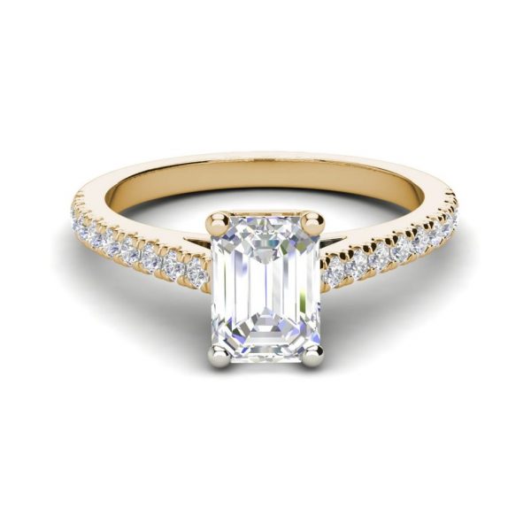 Classic Pave 2.7 Carat VVS1 Clarity D Color Emerald Cut Diamond Engagement Ring Yellow Gold 3