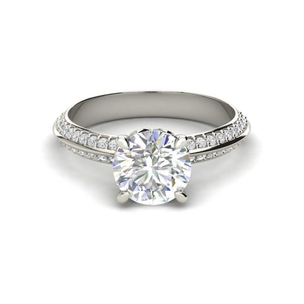 Pave Milgrave 1.35 Carat VS1 Clarity D Color Round Cut Diamond Engagement Ring White Gold 3