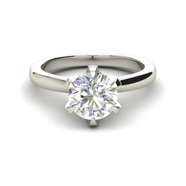 Solitaire 0.9 Carat VS2 Clarity D Color Round Cut Diamond Engagement Ring White Gold 3