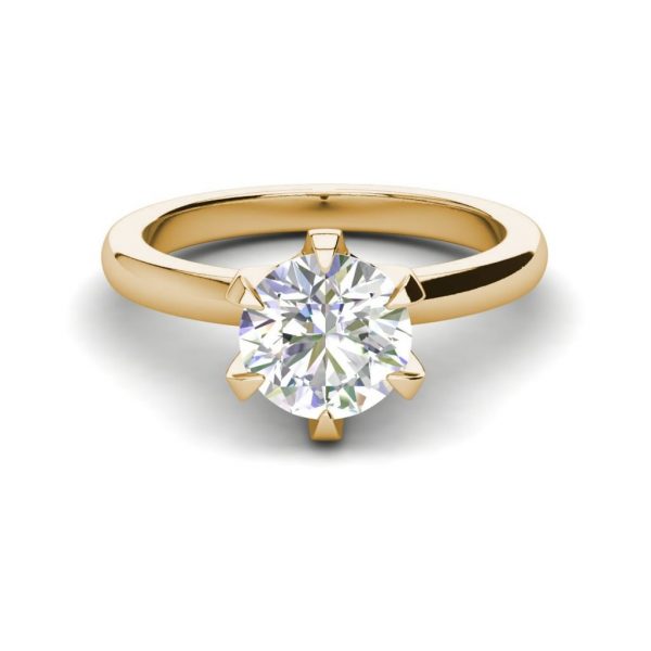 Solitaire 0.9 Carat VS2 Clarity D Color Round Cut Diamond Engagement Ring Yellow Gold 3
