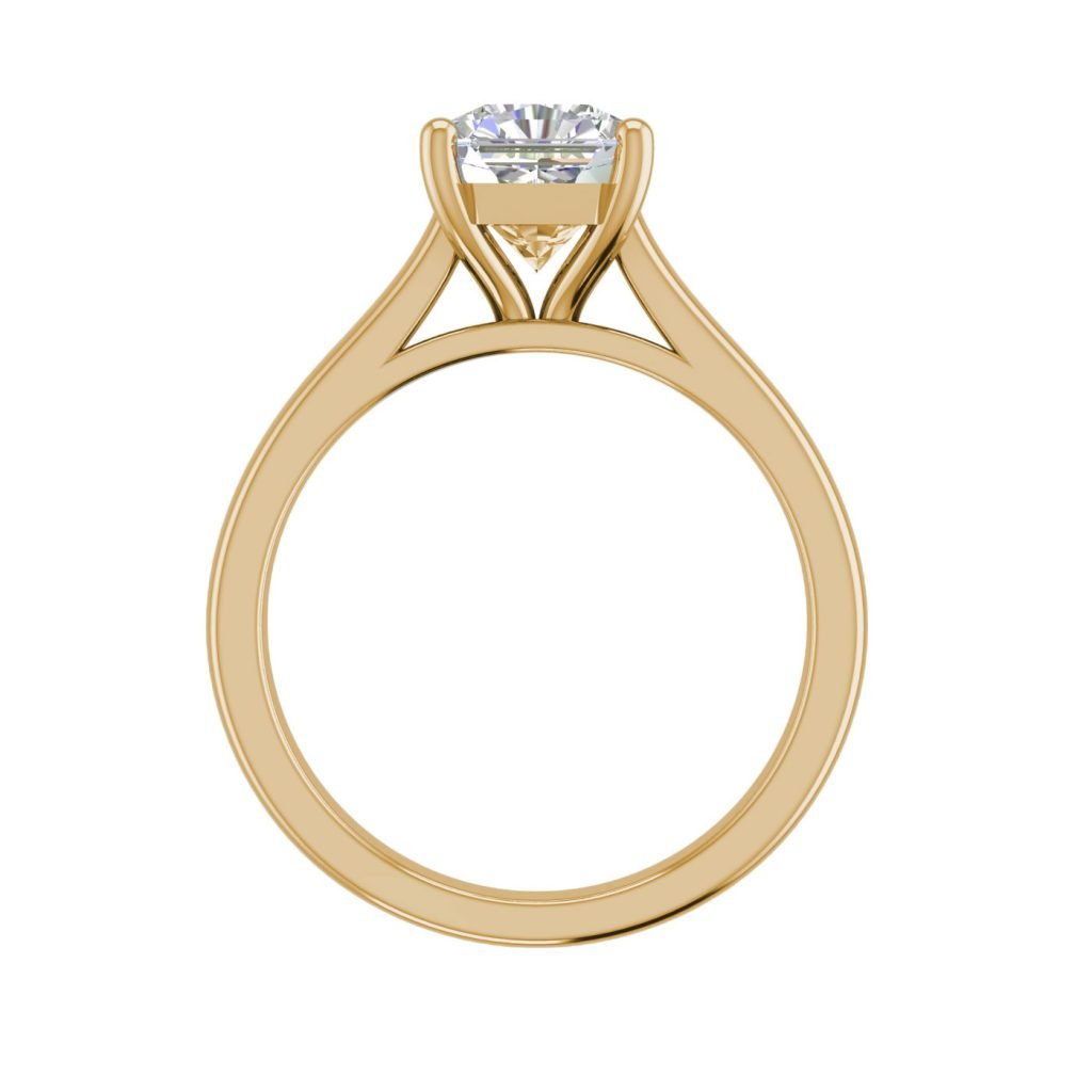 Solitaire 2.25 Carat VS1 Clarity H Color Cushion Cut Diamond Engagement Ring Yellow Gold 2