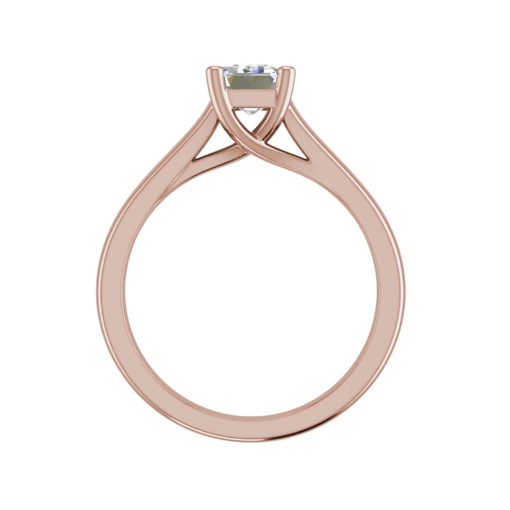 Trellis Solitaire 0.9 Ct VS2 Clarity D Color Emerald Cut Diamond Engagement Ring Rose Gold 2