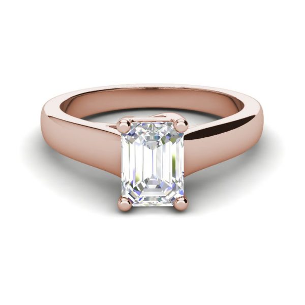Trellis Solitaire 0.9 Ct VS2 Clarity D Color Emerald Cut Diamond Engagement Ring Rose Gold 3