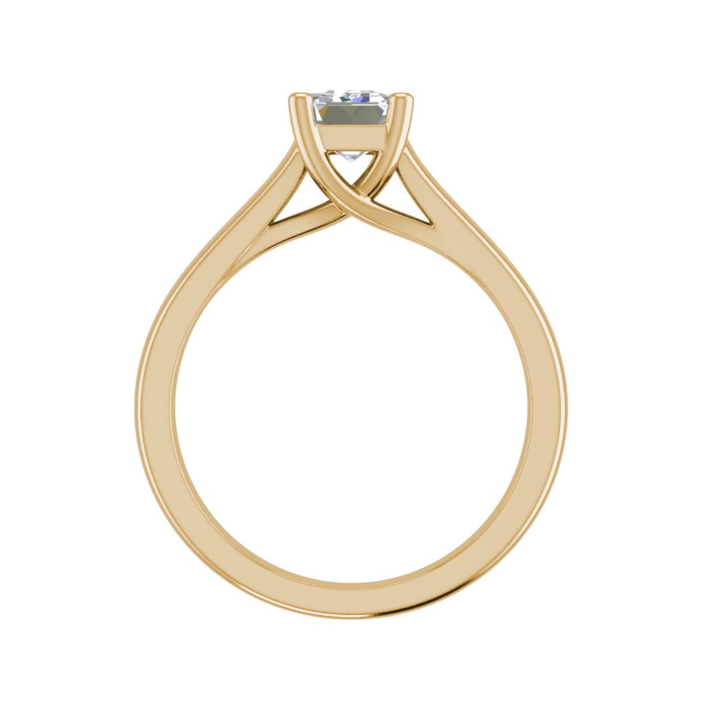 Trellis Solitaire 0.9 Ct VS2 Clarity D Color Emerald Cut Diamond Engagement Ring Yellow Gold 2