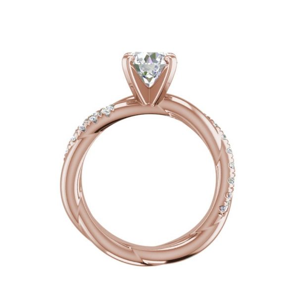 Twist Rope Style 1.75 Carat VS2 Clarity F Color Round Cut Diamond Engagement Ring Rose Gold 2