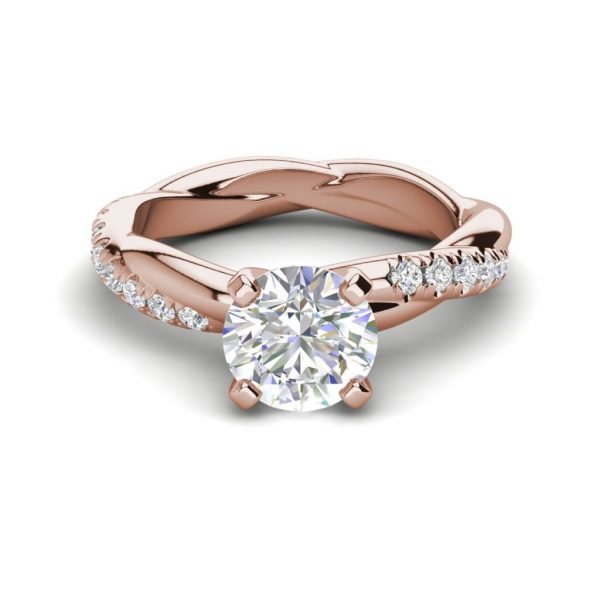Twist Rope Style 1.75 Carat VS2 Clarity F Color Round Cut Diamond Engagement Ring Rose Gold 3