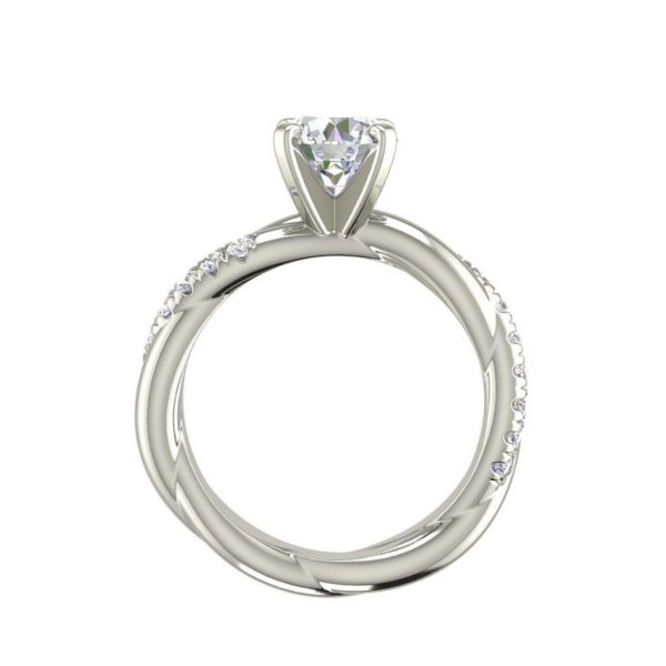 Twist Rope Style 1.75 Carat VS2 Clarity F Color Round Cut Diamond Engagement Ring White Gold 2