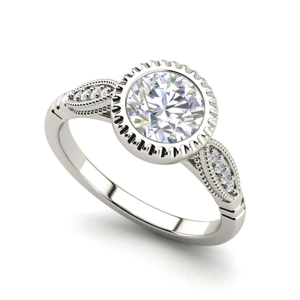 Bazel Shared Prong 0.65 Carat Round Cut Diamond Engagement Ring