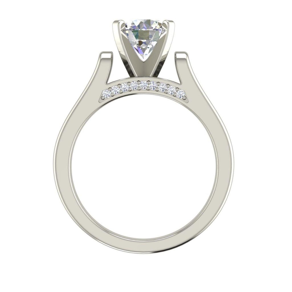 Cathedral Solitaire 0.6 Ct Round Cut Diamond Engagement Ring 1