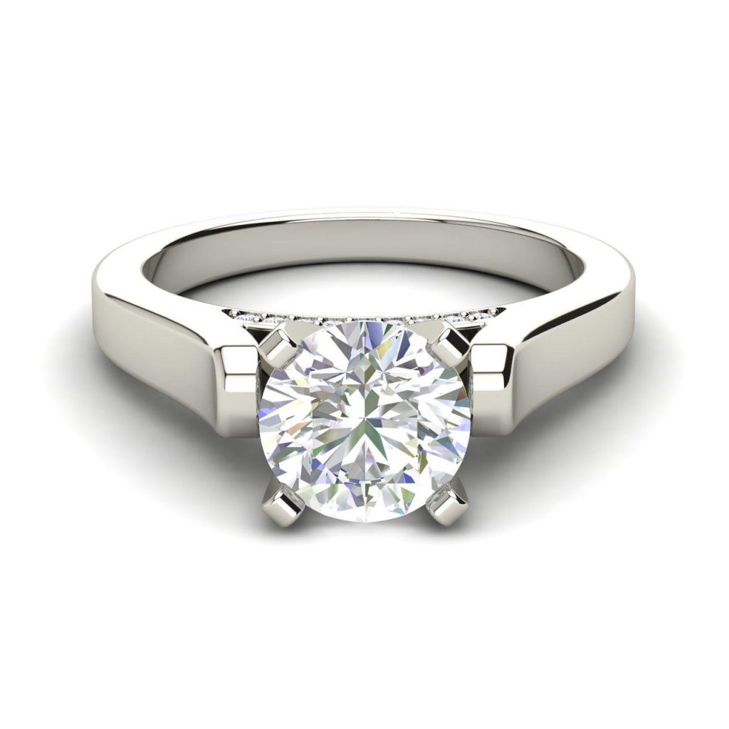 Cathedral Solitaire 0.6 Ct Round Cut Diamond Engagement Ring
