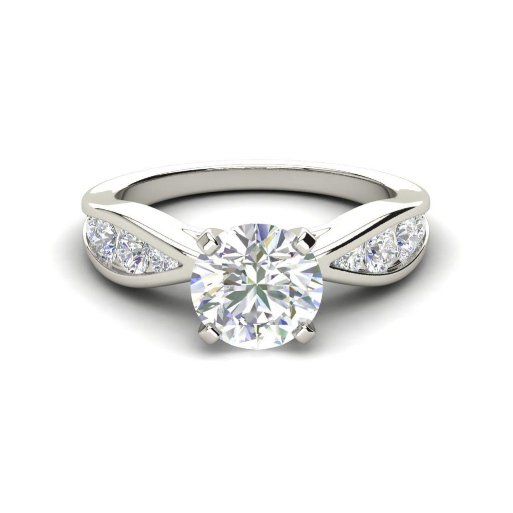 Channel Style 0.7 Carat Round Cut Diamond Engagement Ring