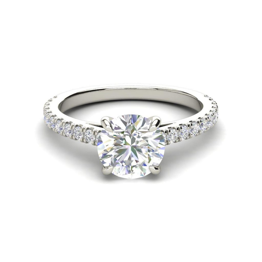 Classic 4 Prong 0.9 Carat Round Cut Diamond Engagement Ring