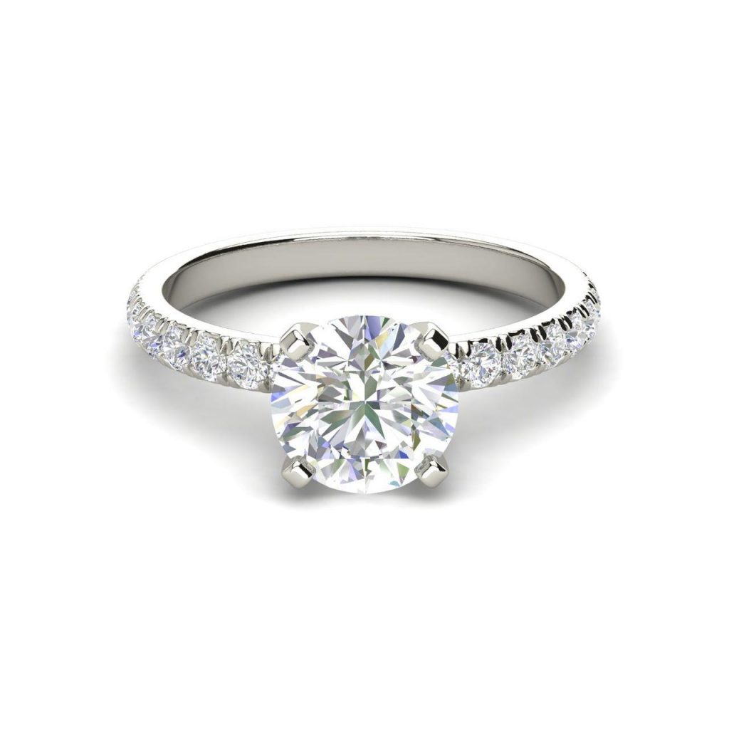 Classic Pave 0.8 Carat Round Cut Diamond Engagement Ring