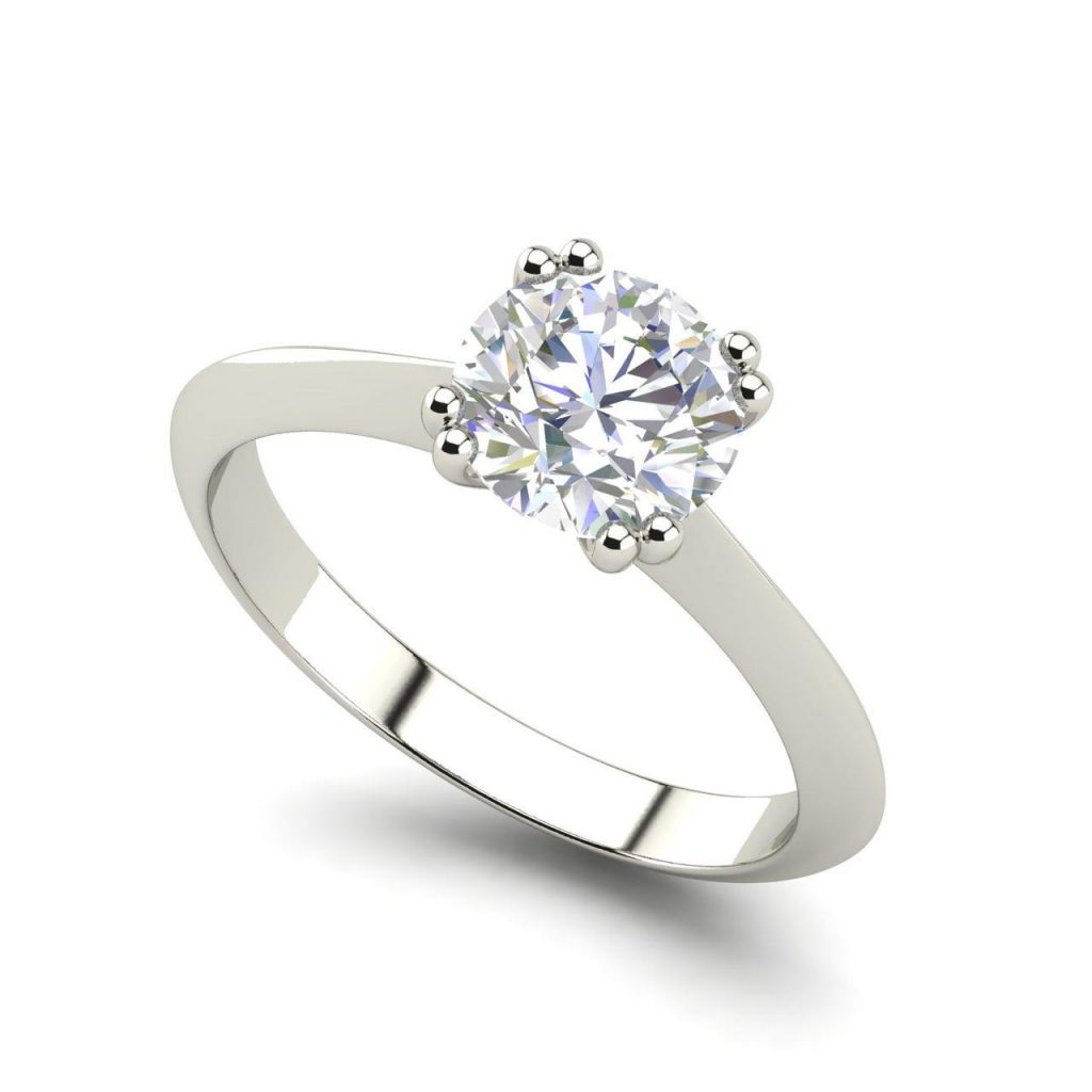 Double Prong 0.5 Carat Round Cut White Gold Diamond Engagement Ring
