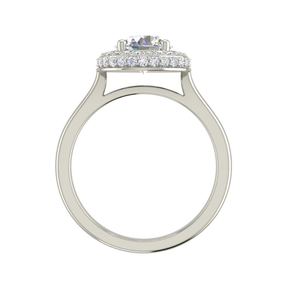 Halo Pave 0.75 Carat Round Cut Diamond Engagement Ring