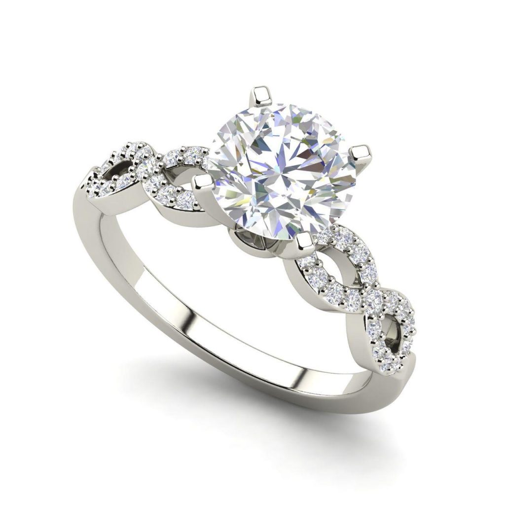 Infinity Pave 0.85 Carat Round Cut Diamond Engagement Ring