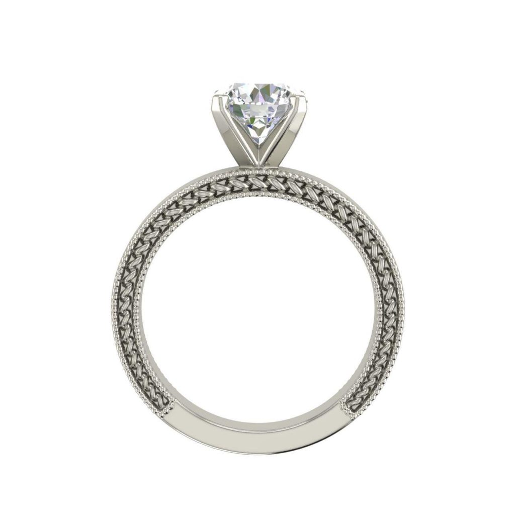 Milgrain 0.5 Carat Round Cut Diamond Engagement Ring