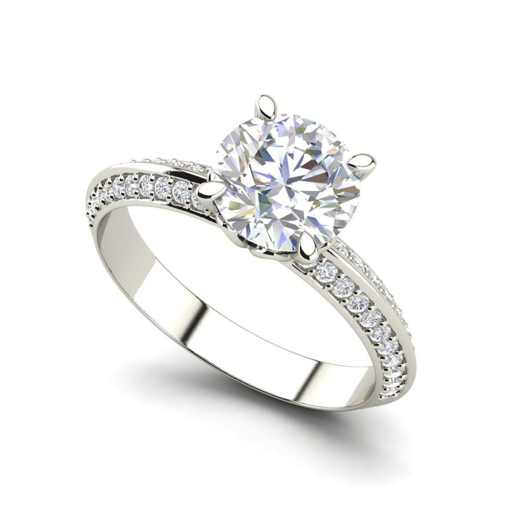 Pave Milgrave 0.85 Carat Round Cut Diamond Engagement Ring
