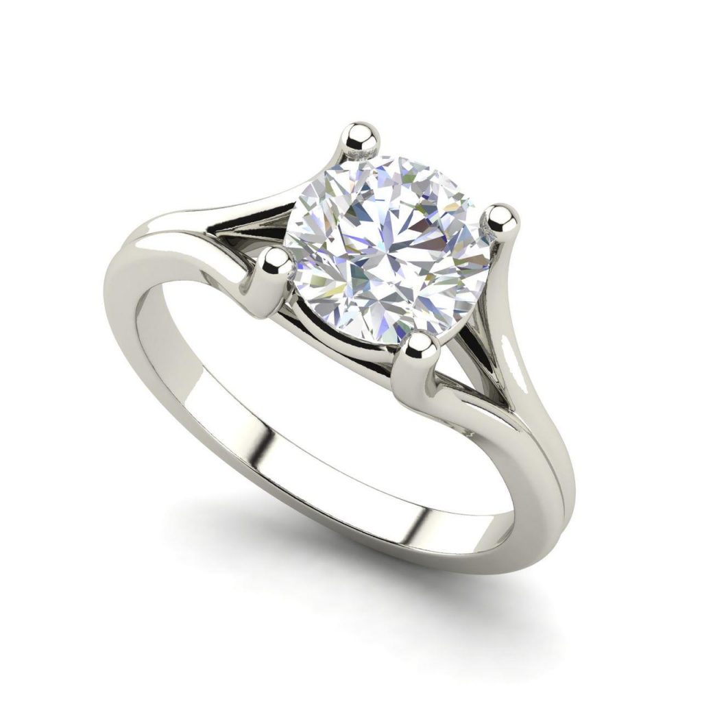 Round Cut 0.5 Carat Split Shank Diamond Engagement Ring