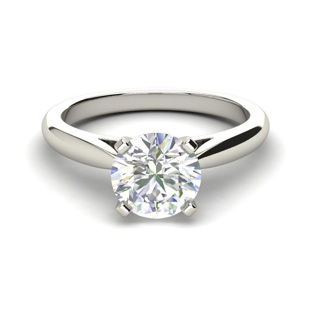 Round Cut 0.55 Carat Cathedral Solitaire Diamond Engagement Ring