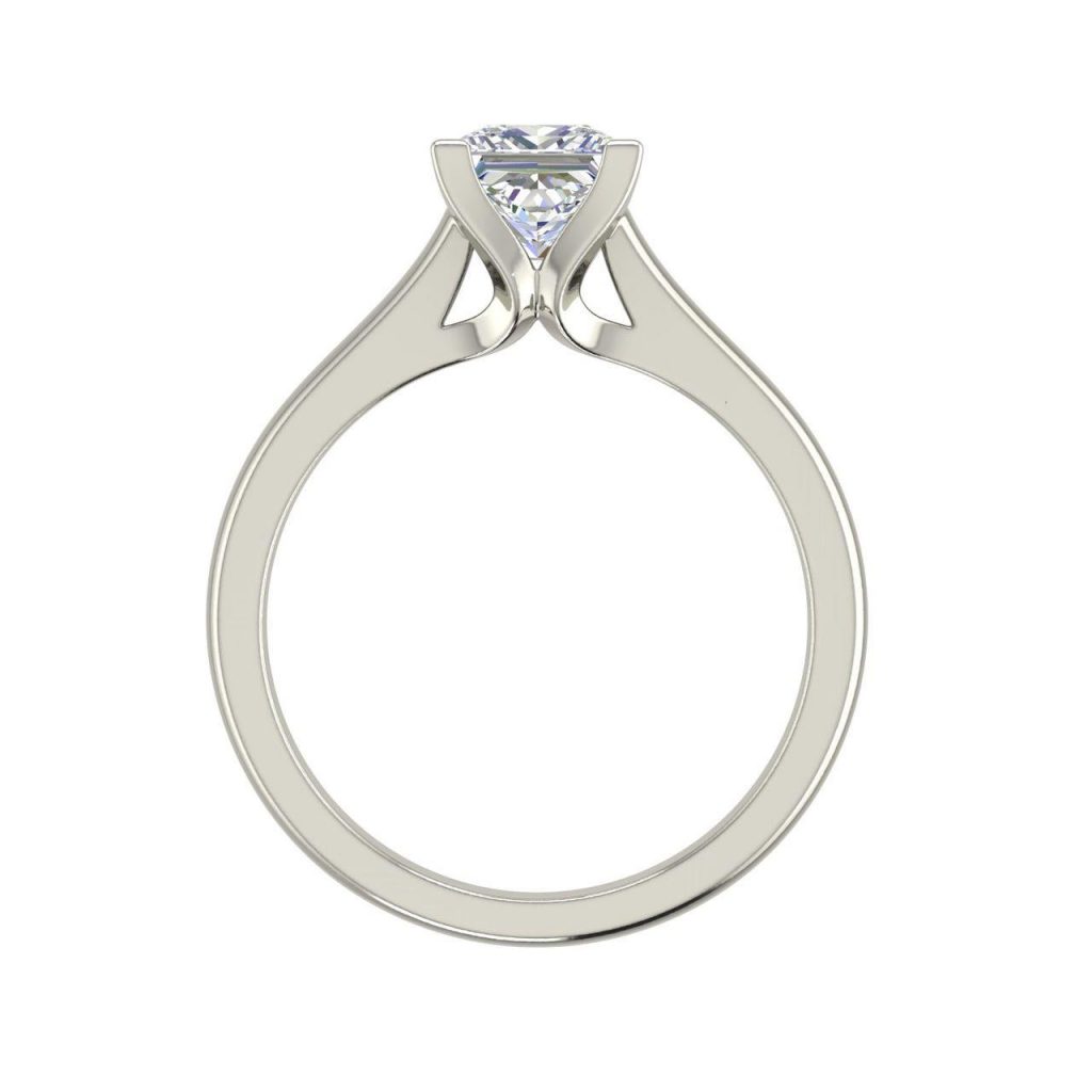 Solitaire 0.5 Carat Princess Cut Diamond Engagement Ring White Gold
