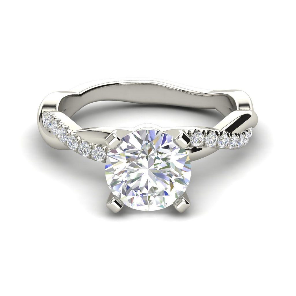 Twist 0.75 Carat Round Cut Diamond Engagement Ring