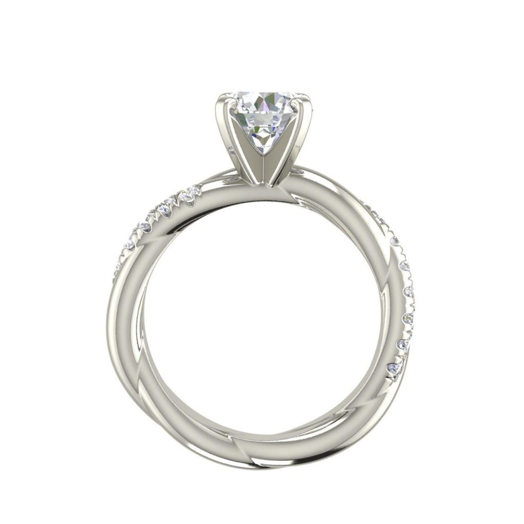 Twist Rope Style 0.75 Carat Round Cut Diamond Engagement Ring