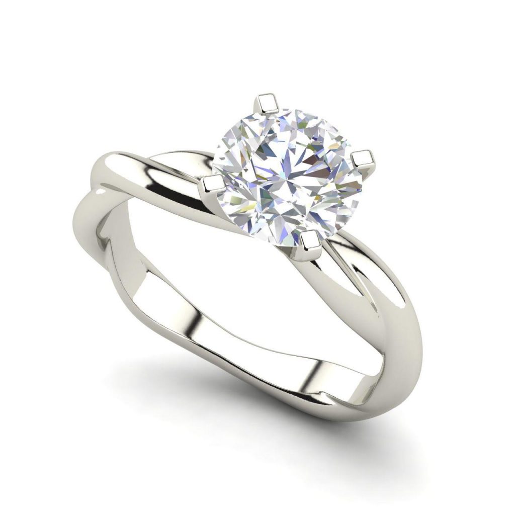 Twist Solitaire 0.5 Carat Round Cut Diamond Engagement Ring
