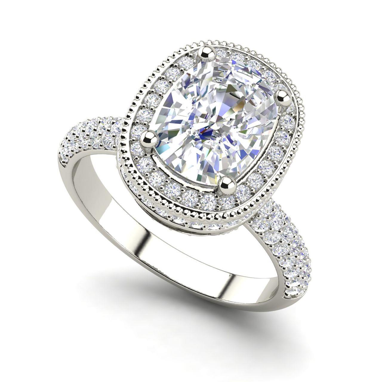 Halo 1.75 Carat Cushion Cut Diamond Engagement Ring