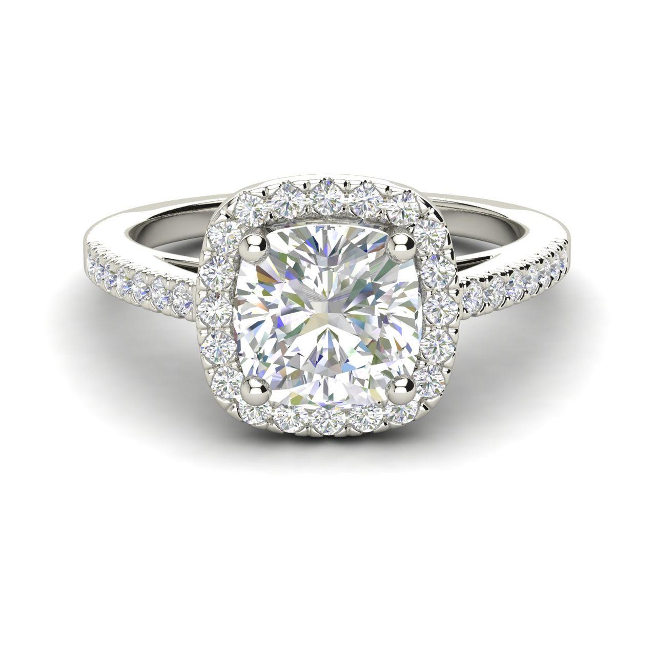 Halo 1.95 Carat Cushion Cut Diamond Engagement Ring