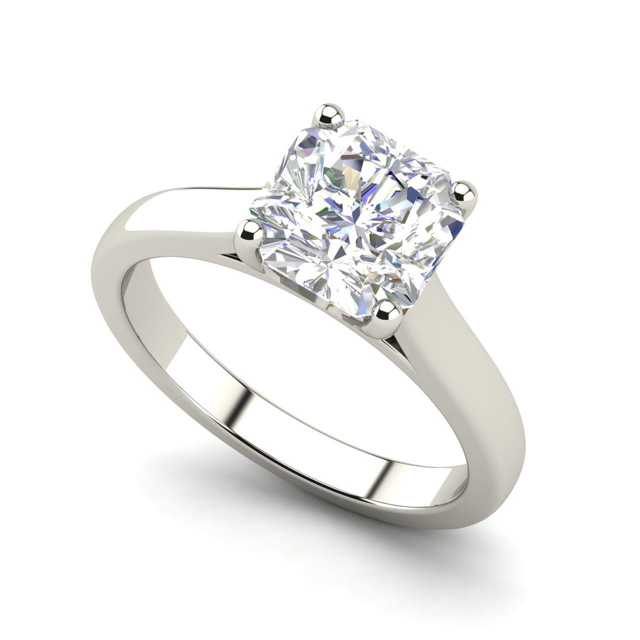 Solitaire 1 Carat Cushion Cut Diamond Engagement Ring