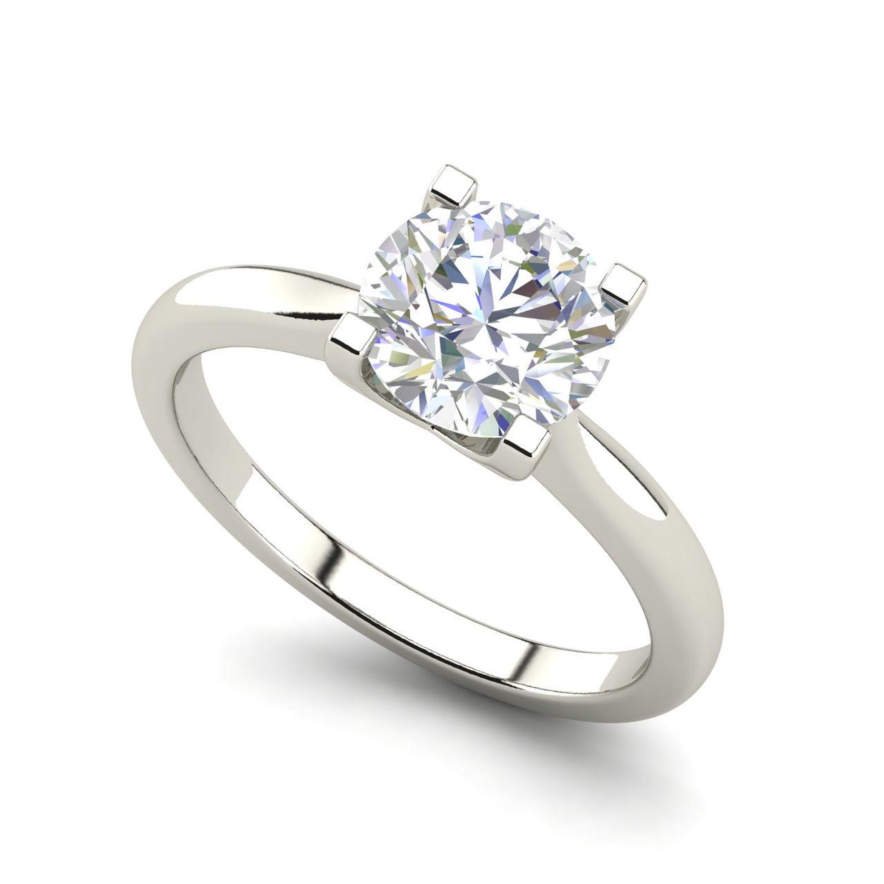 4 claw Solitaire 1 Carat Round Cut Diamond Engagement Ring