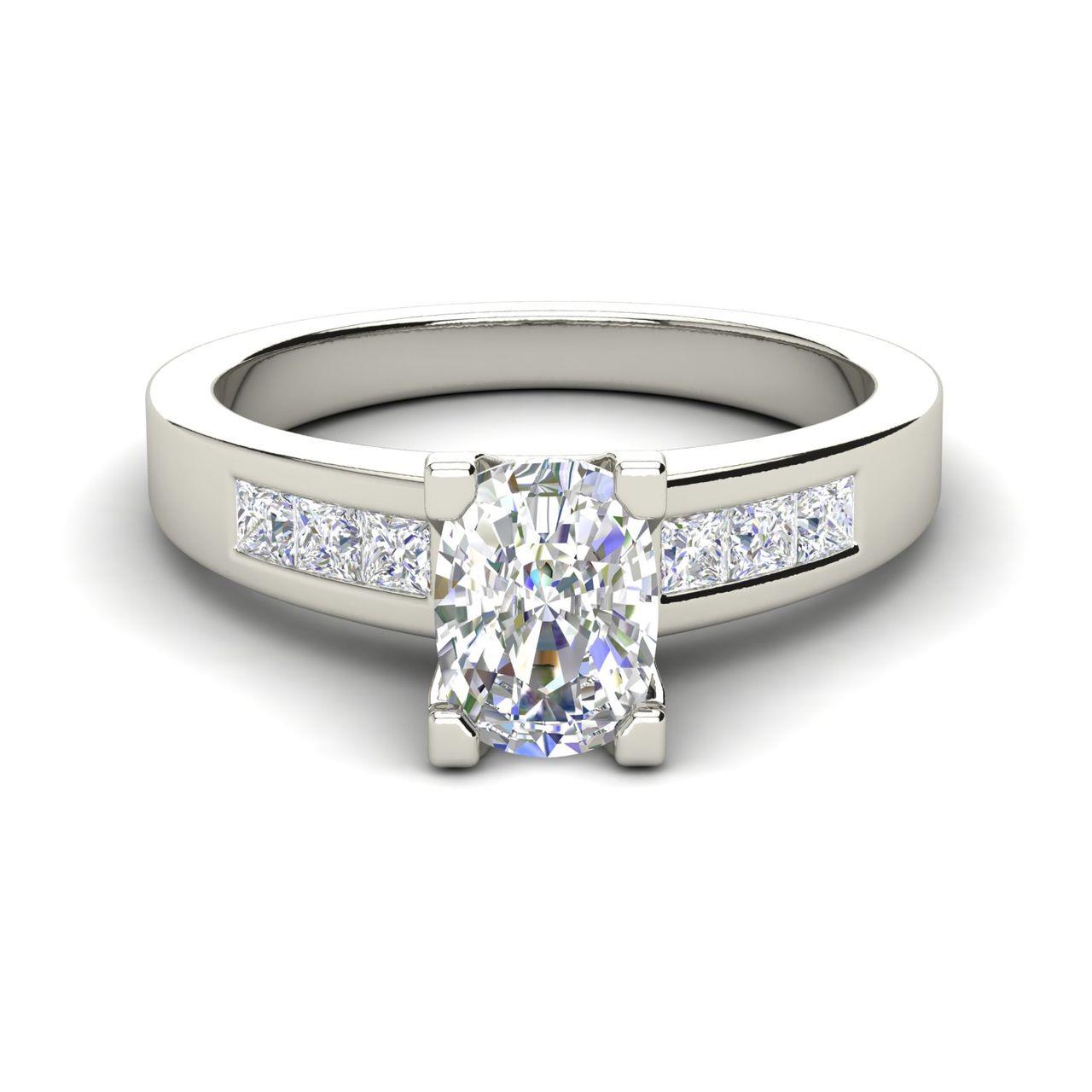 Channel Set 1.45 Carat Oval Cut Diamond Engagement Ring