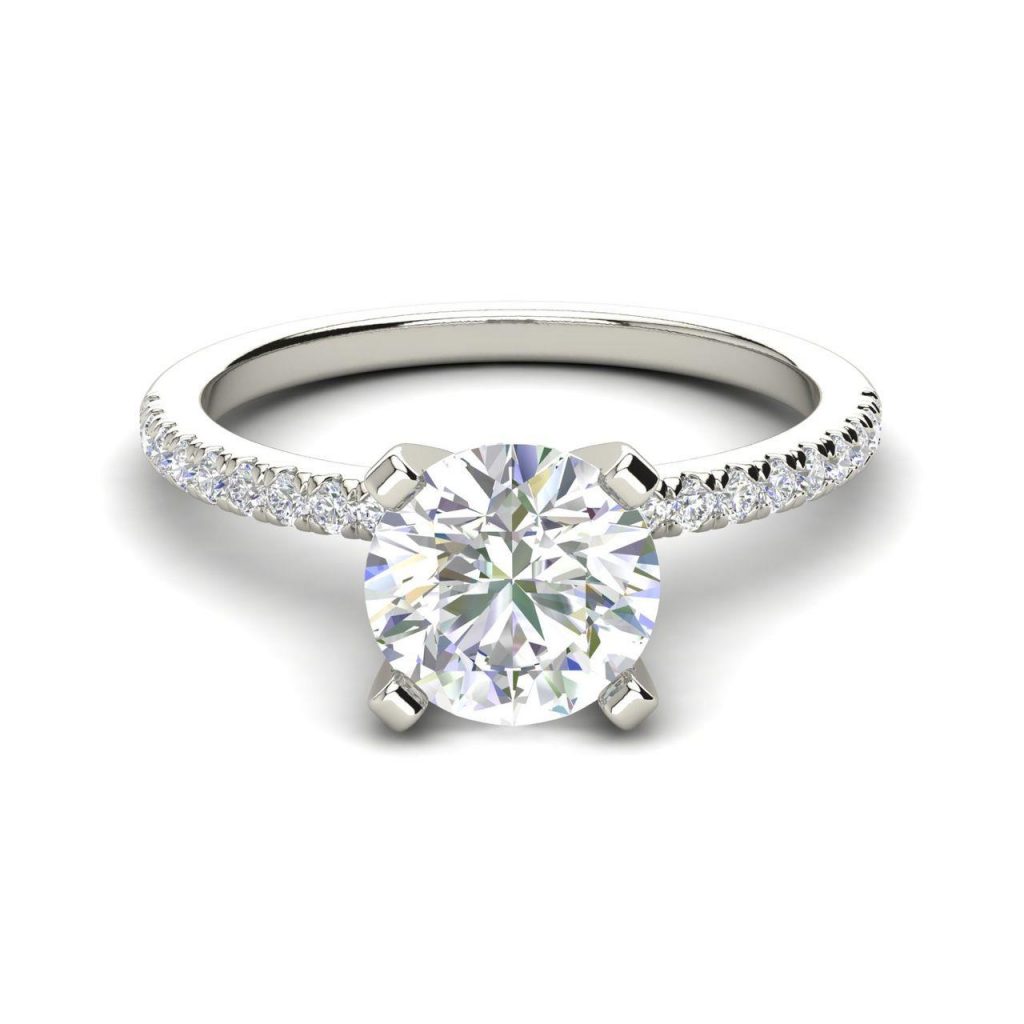 Micropave 1.25 Carat Round Cut Diamond Engagement Ring