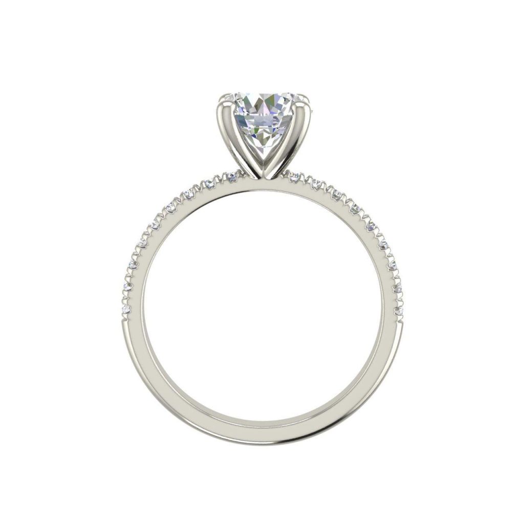 Pave Flush Fit 1.35 Carat Round Cut Diamond Engagement Ring 1