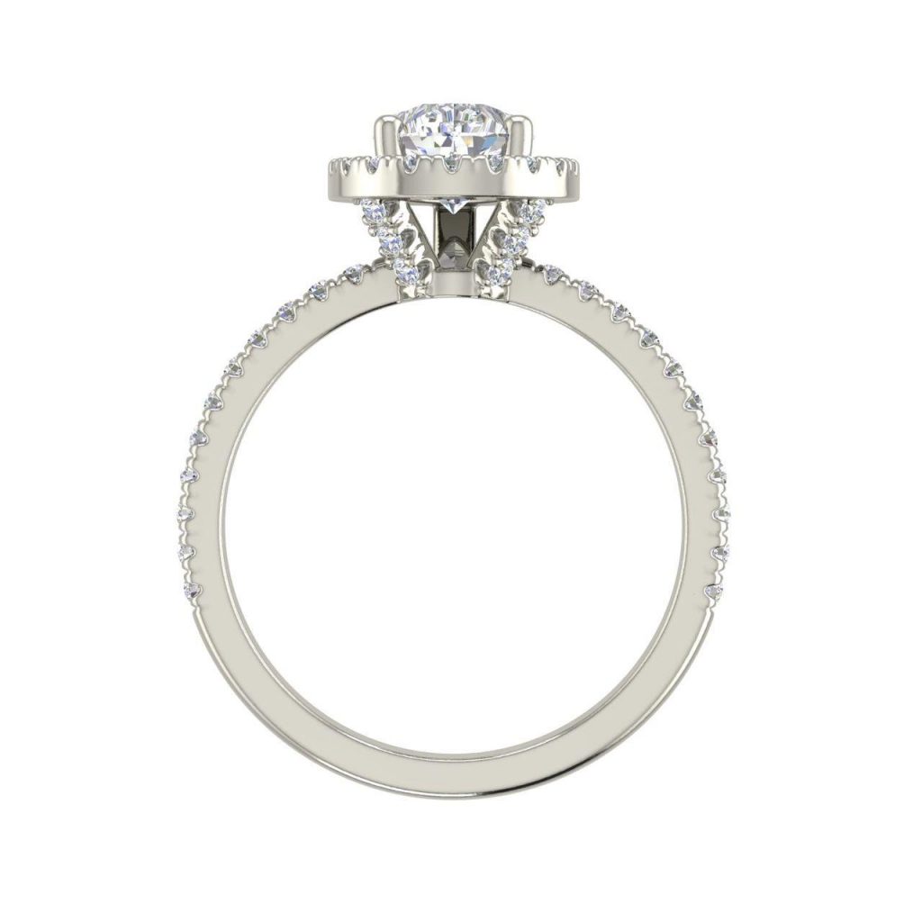 Pave Halo 1.7 Carat Pear Cut Diamond Engagement Ring