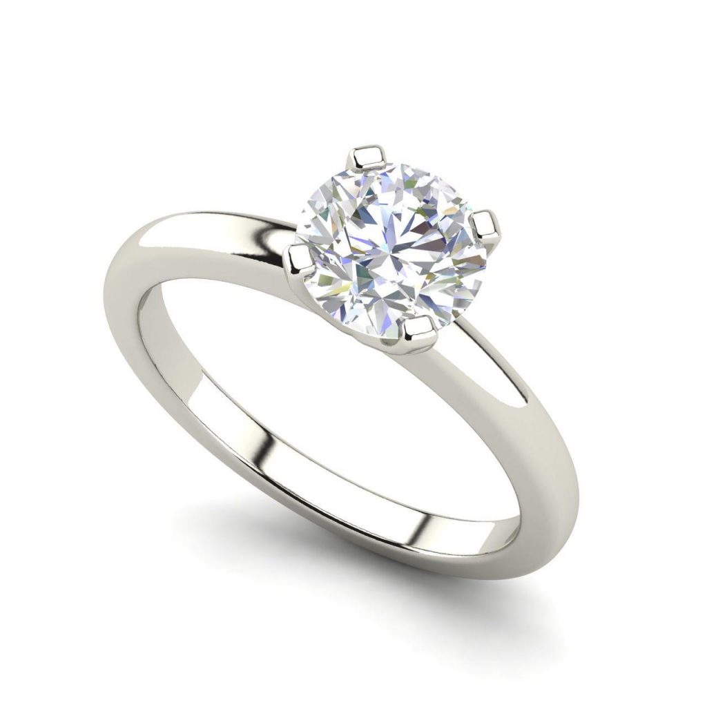Solitaire 1 Carat Round Cut Diamond Engagement Ring