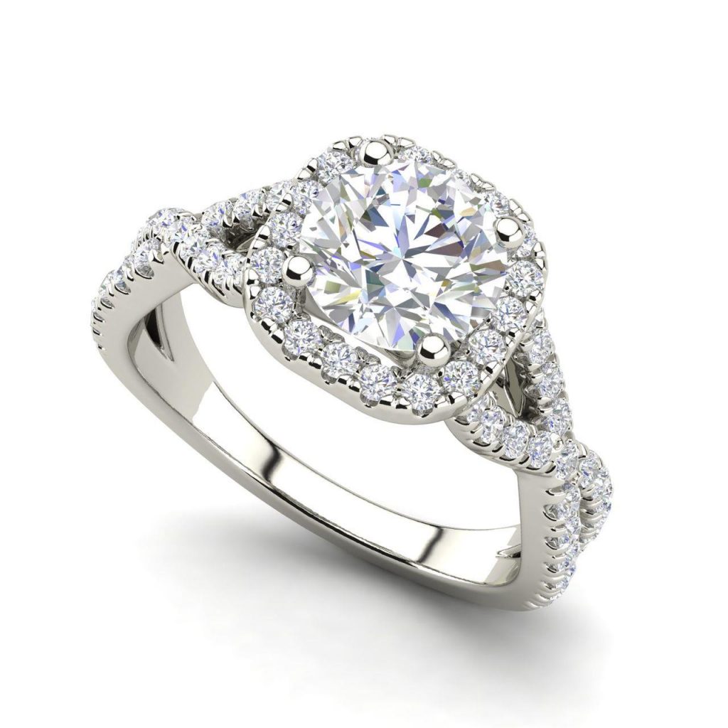 Infinity Halo 1.15 Carat Round Cut Diamond Engagement Ring