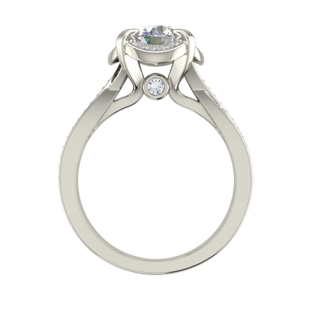 Twisted Halo 1.65 Carat Round Cut Diamond Engagement Ring