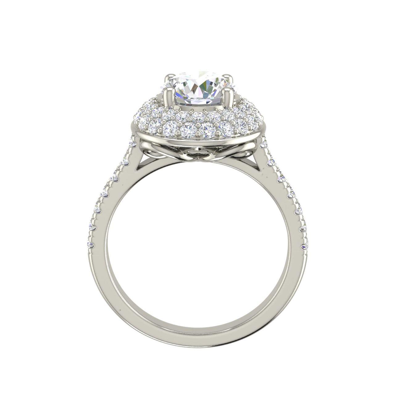 Double Halo 0.95 Carat Round Cut Diamond Engagement Ring