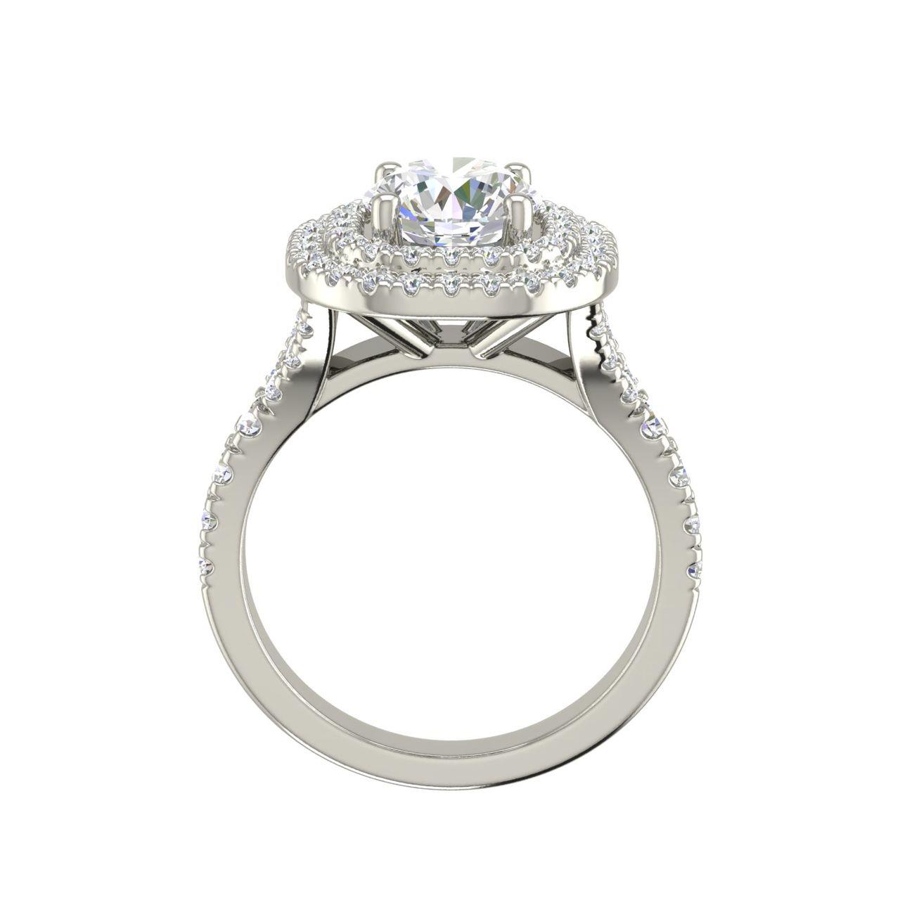 Double Halo 1.25 Carat Round Cut Diamond Engagement Ring