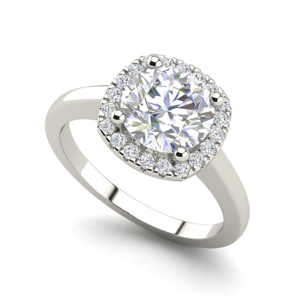 Halo 1.25 Carat Round Cut Diamond Engagement Ring