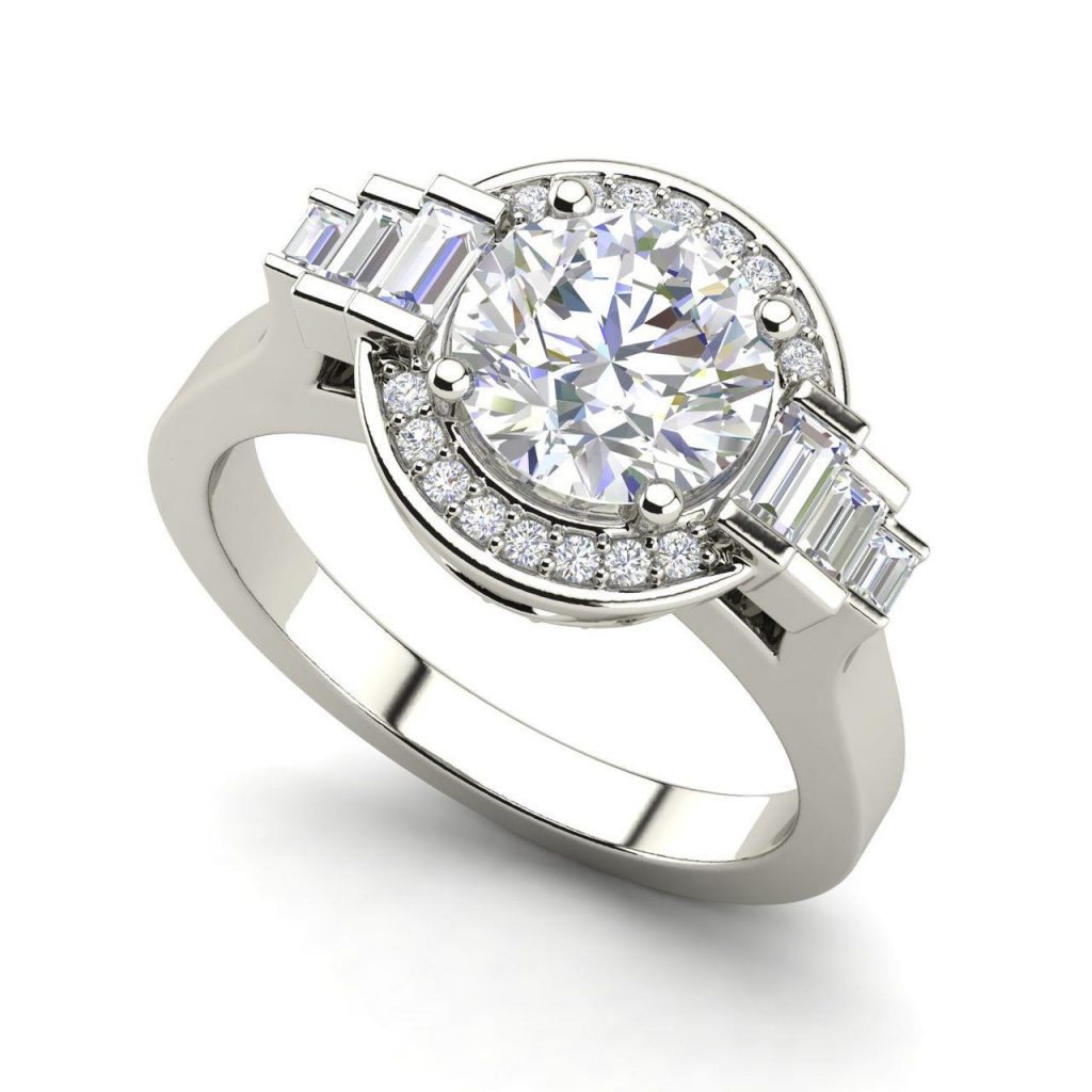 Halo Solitaire 0.8 Carat Round Cut Diamond Engagement Ring