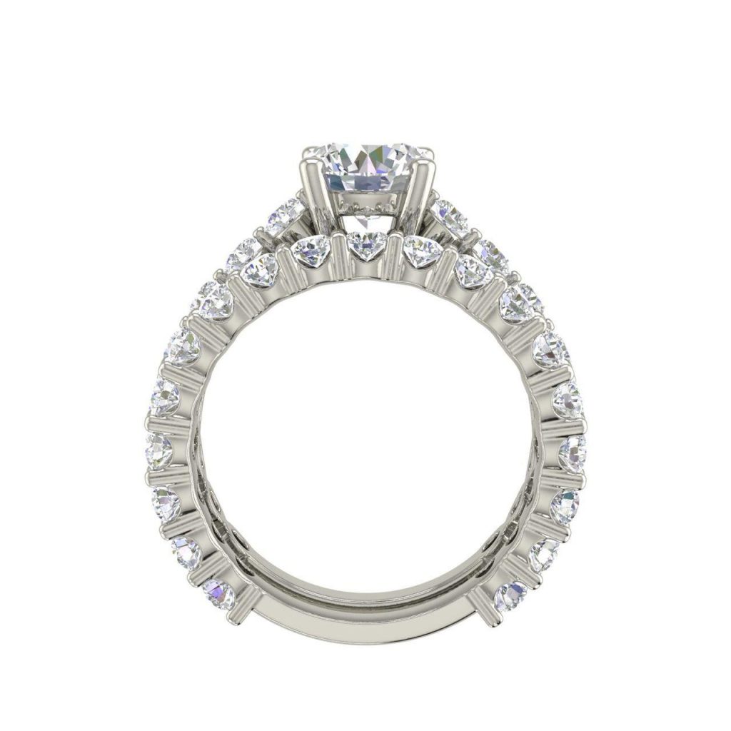 Set 2 Carat Round Cut Diamond Engagement Ring