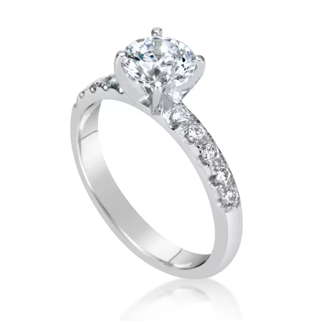 1.66 Ct Round Cut D Si1 Diamond Solitaire Engagement Ring 18K White Gold