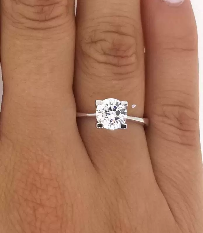 1.75 Carat Round Cut Diamond Engagement Ring 14K White Gold