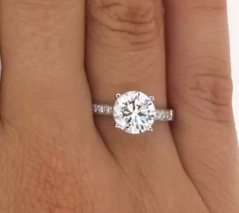 2 12 Ct Round Cut D/Vs2 Diamond Solitaire Engagement Ring 18K White Gold