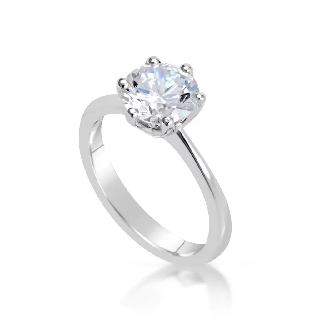 2.00 Ct Round Cut Diamond Solitaire Engagement Ring 18K White Gold