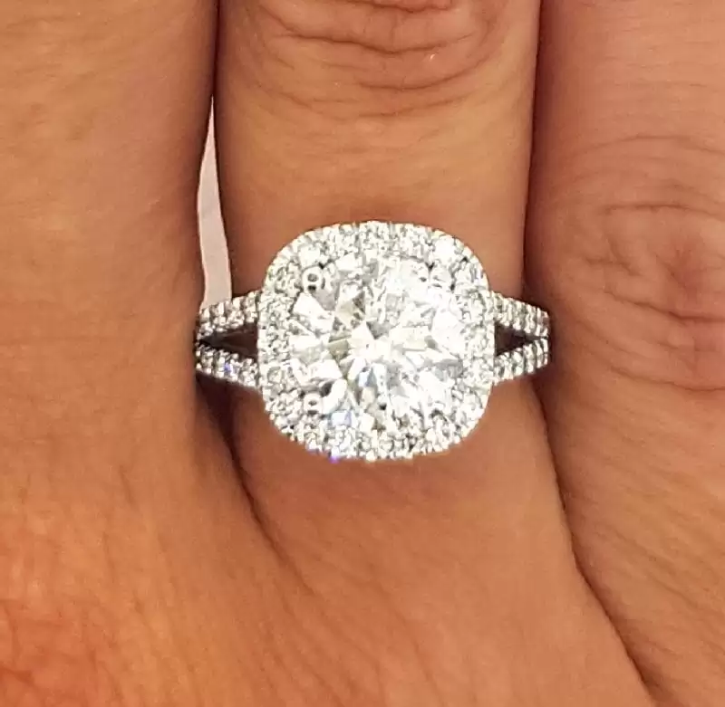 4.50 Ct Round Cut D/Vs1 Halo Diamond Engagement Ring Enhanced 14K White Gold
