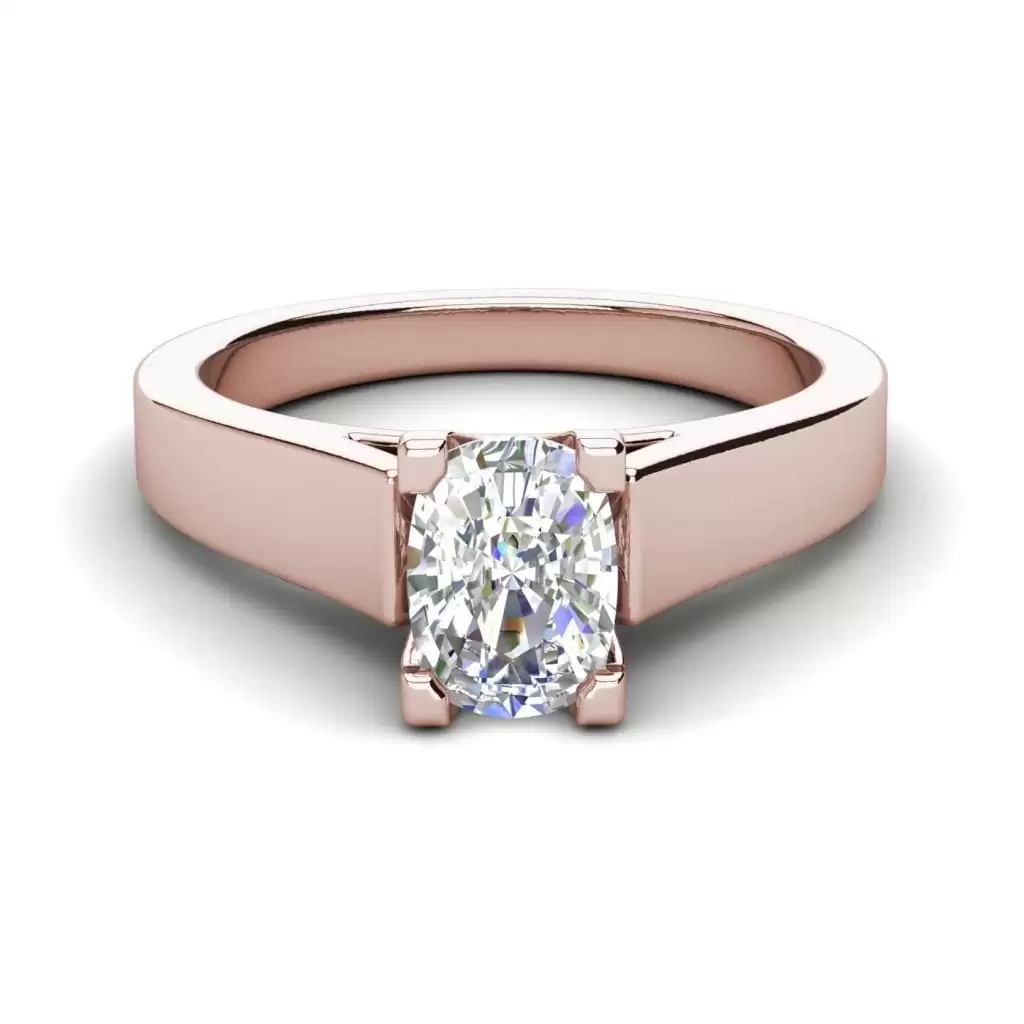 Cathedral 0.75 Carat VS1 Clarity F Color Oval Cut Diamond Engagement Ring Rose Gold 3